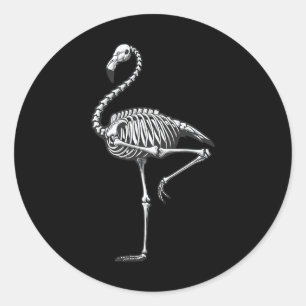 Skeleton Flamingo Halloween Classic Round Sticker