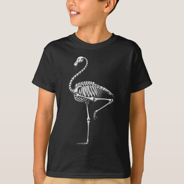 Skeleton Flamingo Halloween  T-Shirt (Front)