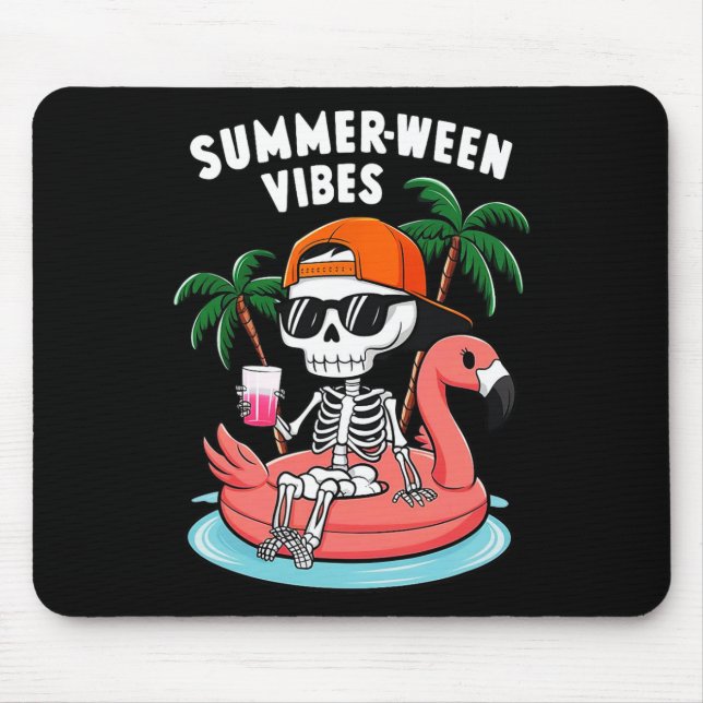 Skeleton Flamingo Summerween Vibes Halloween Boys  Mouse Mat (Front)