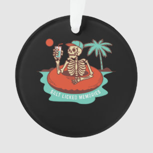 Skeleton Floating with a Cocktail on a  Ornament