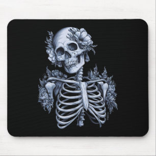 Skeleton Floral Skull Halloween Gothic Occult Wome Mouse Mat