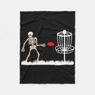Skeleton Flying Disc Golf Frisbee Golfer Ghost Hal Fleece Blanket