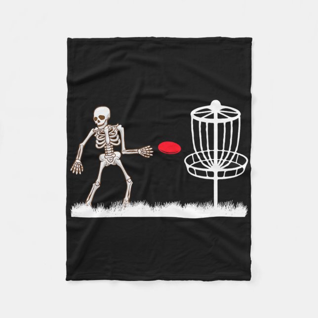 Skeleton Flying Disc Golf Frisbee Golfer Ghost Hal Fleece Blanket (Front)
