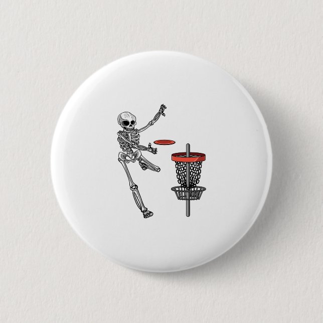Skeleton Flying Disc Golf Halloween Frisbee Easy D 6 Cm Round Badge (Front)