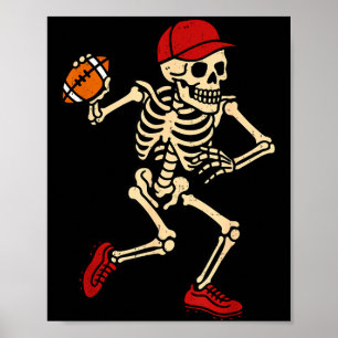 Skeleton Football Halloween Costume Spooky Sport Poster