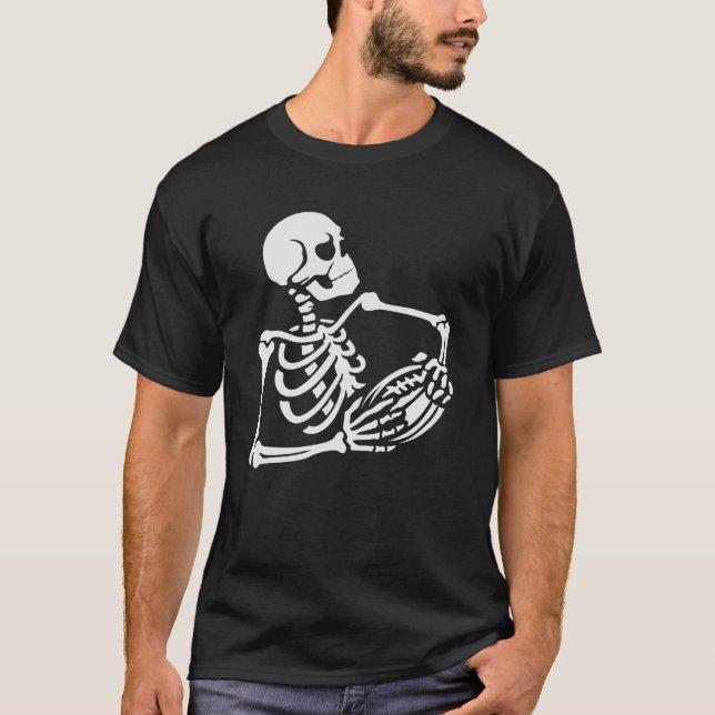 Skeleton Football Player Lazy Halloween Costume Sk T-Shirt (Front)