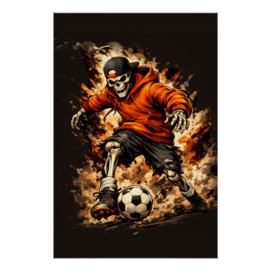 Skeleton Football Player Streetwear Cartoon – Dyna Poster