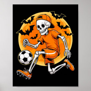 Skeleton Footll Men Boys Kids Halloween Soccer Cos Poster