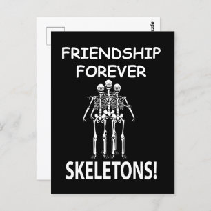 Skeleton Friendship Forever Halloween Skeleton Postcard