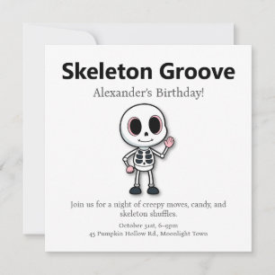 Skeleton Fun Halloween Birthday Party Holiday Card