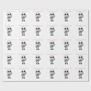 Skeleton Fun Halloween Birthday Party Wrapping Paper