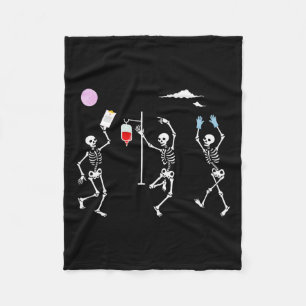 Skeleton Funny Nurse Skeleton Halloween Healthcare Fleece Blanket