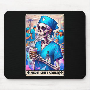 Skeleton Funny Tarot Card Night Shift Squad Hallow Mouse Mat