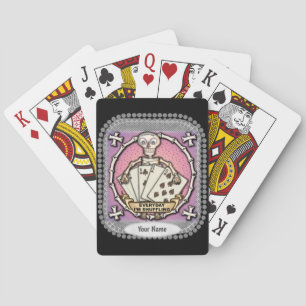 Skeleton Gambler poker playing cards