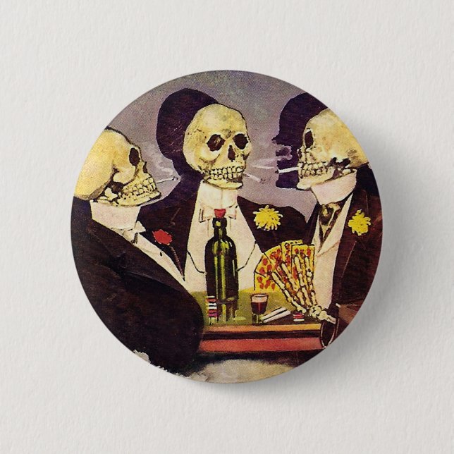 Skeleton Gamblers 6 Cm Round Badge (Front)
