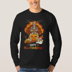 Skeleton Game Happy Hallothanksmas Video Game Fall T-Shirt