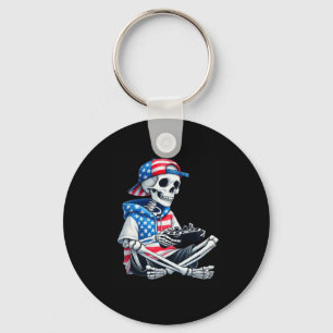 Skeleton Gamer 4th Of July Video Game Gaming Boys Key Ring