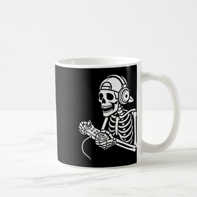 Skeleton Gamer Funny Video Gaming Controller Headp Coffee Mug (Right)