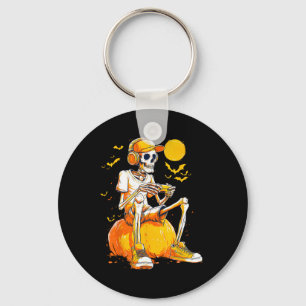 Skeleton Gamer Funny Video Gaming Halloween Boys M Key Ring