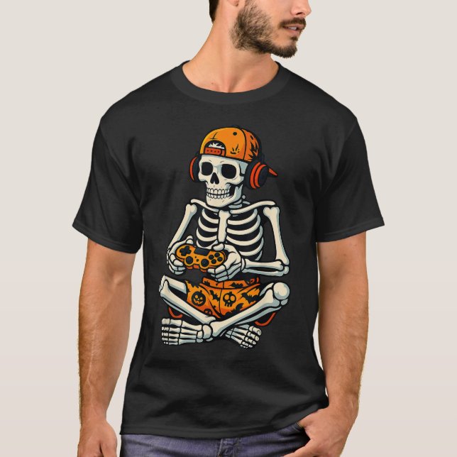 Skeleton Gamer Headphone T-Shirt (Front)