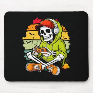 Skeleton Gamer Lazy Halloween Costume Cool Video-g Mouse Mat