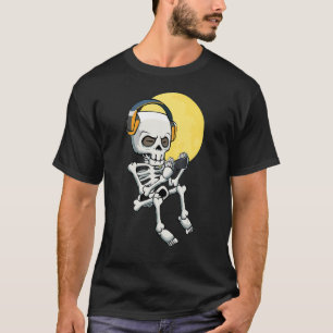 Skeleton Gamer Lazy Halloween Costume Gaming Video T-Shirt