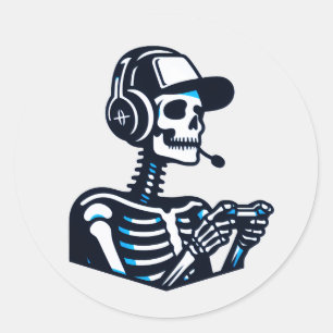 Skeleton Gamer Sticker – Cool Skull Gaming Decal