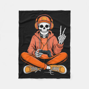Skeleton Gamer Video Gaming Halloween Boys Men Kid Fleece Blanket