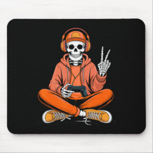 Skeleton Gamer Video Gaming Halloween Boys Men Kid Mouse Mat