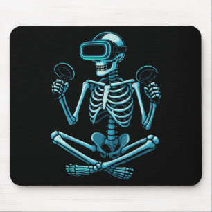 Skeleton Gamer Vr Headset Funny Halloween Gaming  Mouse Mat