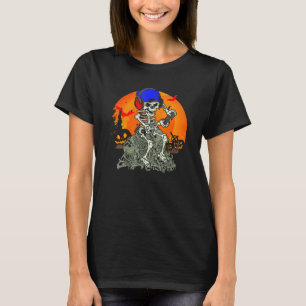 Skeleton Gaming Pumpkin Halloween Gamer Player Boy T-Shirt