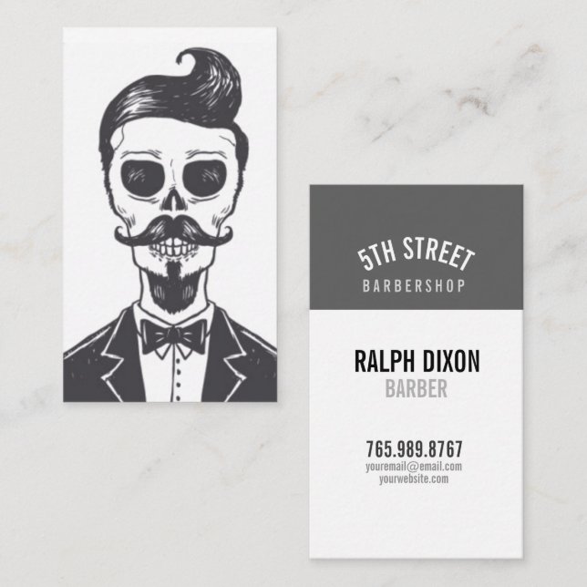 Skeleton Gentleman Barber Business Card (Front/Back)