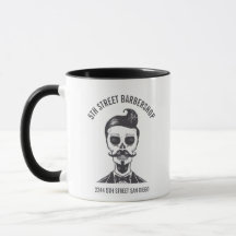 Skeleton Gentleman Barber Logo Cross Branding Mug