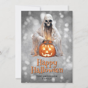 Skeleton Ghost Jack OHappy Halloween Holiday Card