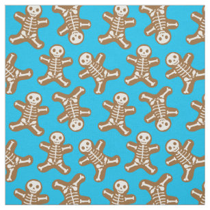 Skeleton Gingerbread Man Pattern Fabric