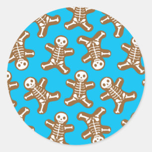 Skeleton Gingerbread Men Classic Round Sticker