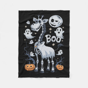 Skeleton Giraffe In Ghosts Halloween Fleece Blanket