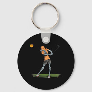 Skeleton Golf Funny Halloween Golfing Sports Golfe Key Ring