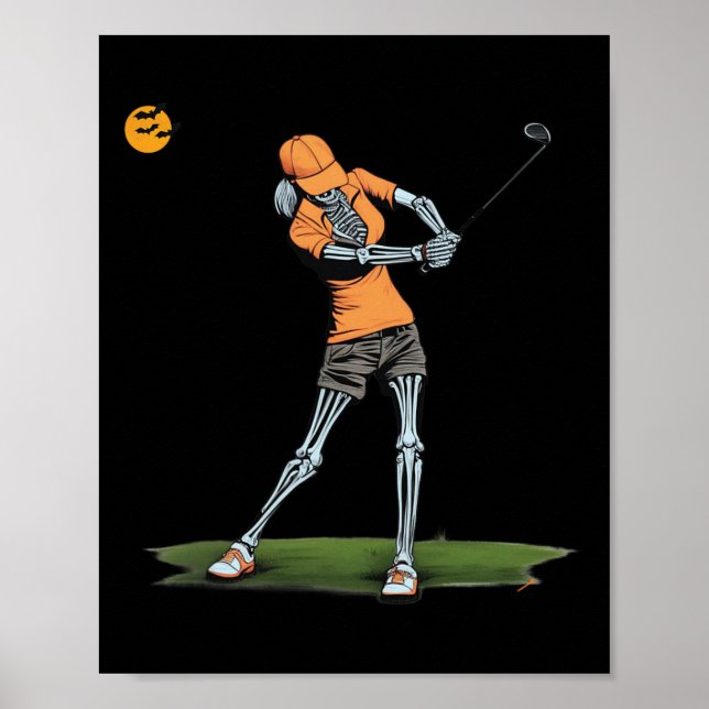 Skeleton Golf Funny Halloween Golfing Sports Golfe Poster (Front)
