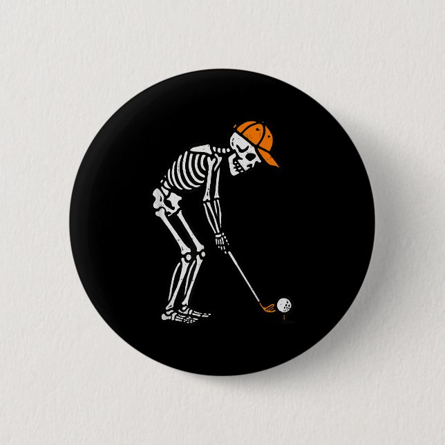 Skeleton Golf Halloween Golfer Costume Dad Mens Bo 6 Cm Round Badge (Front)