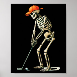 Skeleton Golf Halloween Golfer Golf Player Funny M Poster