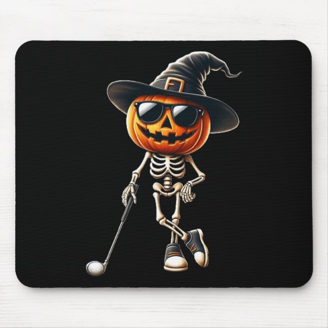 Skeleton Golf Pumpkin Golfing Golfer Halloween Cos Mouse Mat (Front)