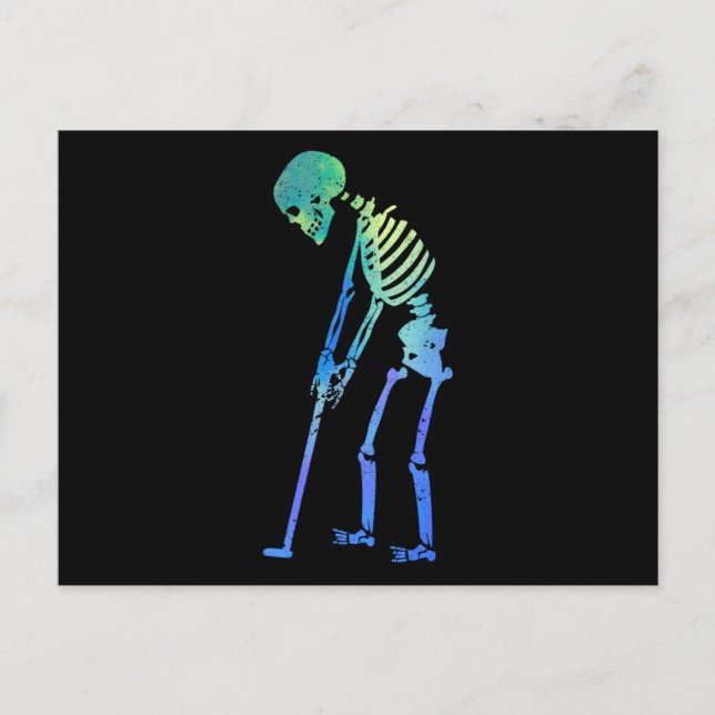 Skeleton Golfer Funny Halloween Golf Sport Postcard (Front)