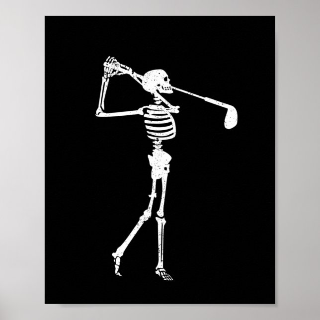 Skeleton Golfer Funny Halloween Golf Sport Poster (Front)