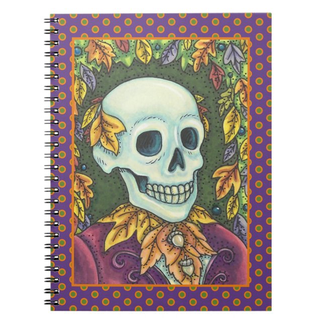 SKELETON, GOTH GENTLEMAN SKULL, DEAD LEAF SOCIETY NOTEBOOK (Front)