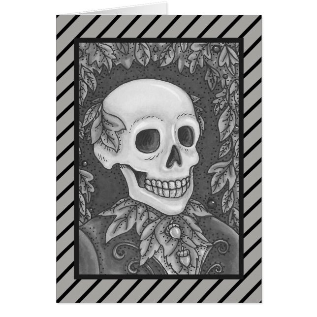 SKELETON GOTH GENTLEMAN SKULL GREETING CARD Blank (Front)