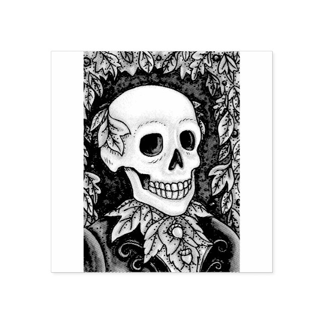 SKELETON, GOTH HALLOWEEN SKULL RUBBER STAMP (Imprint)