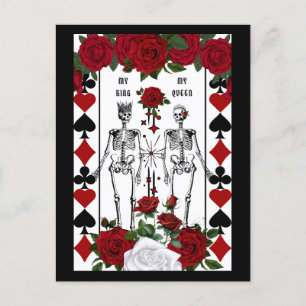 Skeleton gothic couple king queen holiday postcard