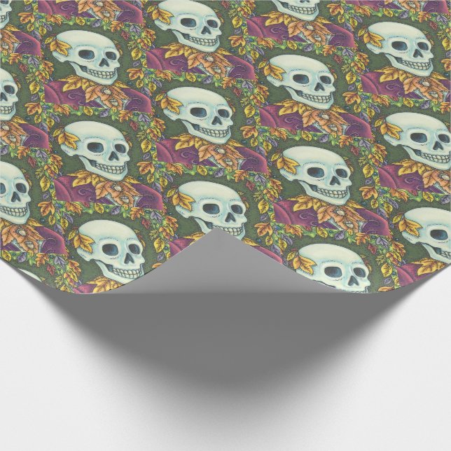 SKELETON, GOTHIC GENTLEMAN SKULL WRAPPING PAPER (Corner)