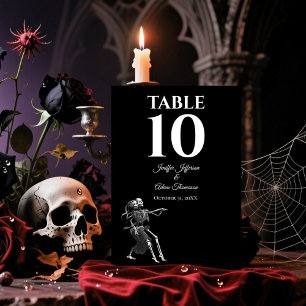 Skeleton Gothic Halloween Alternative Wedding Table Number